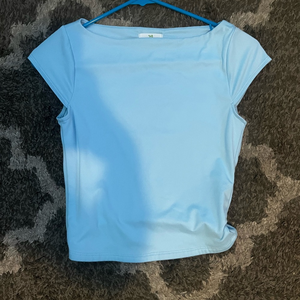 Light Blue Cap Sleeve Top